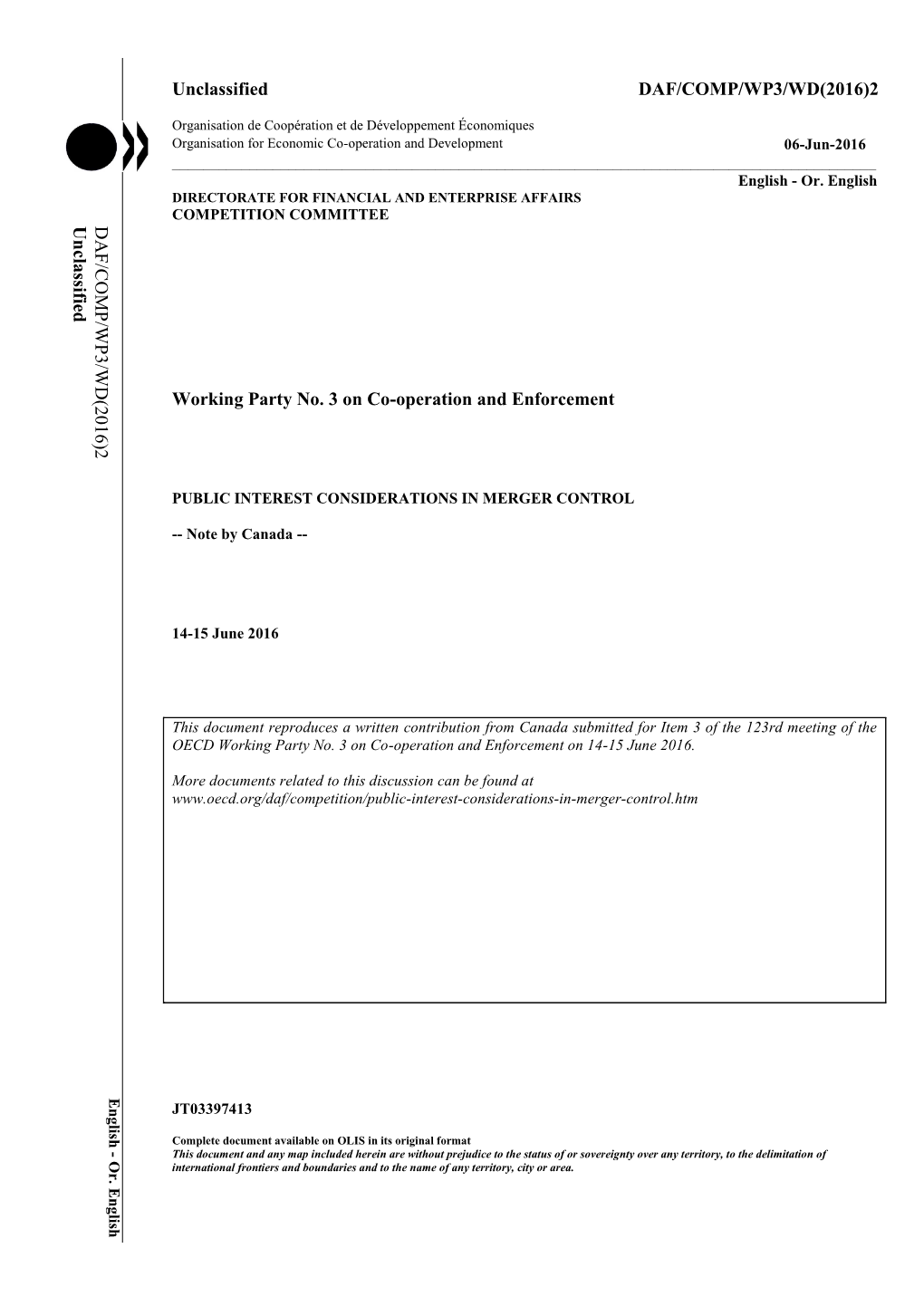 Unclassified DAF/COMP/WP3/WD(2016)2