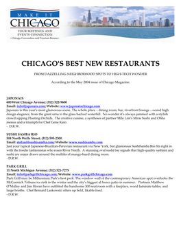 Chicago's Best New Restaurants