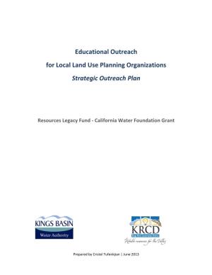 Educational Outreach for Local Land Use Planning Organizations Strategic Outreach Plan