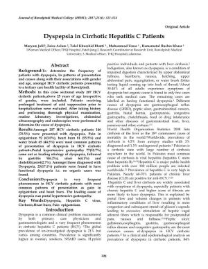 Dyspepsia in Cirrhotic Hepatitis C Patients
