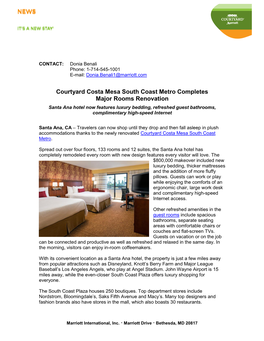 Courtyard Lobby Renovation Press Release Template