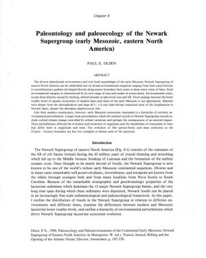 Paleontology and Paleoecology of the Newark Supergroup (Early Mesozoic, Eastern NQ Rth America)