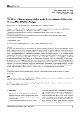 The Effect of Transport Accessibility on the Social Inclusion of Wheelchair Users: a Mixed Method Analysis