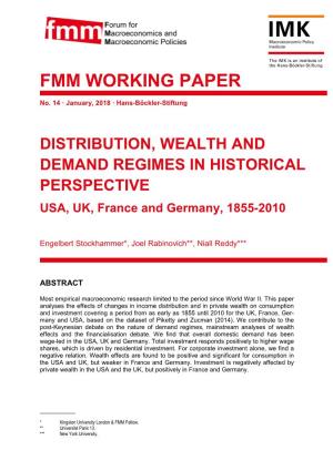 DISTRIBUTION, WEALTH and DEMAND REGIMES in HISTORICAL PERSPECTIVE USA, UK, France and Germany, 1855-2010