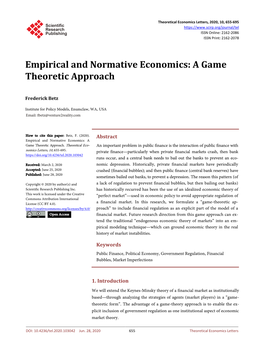 Empirical and Normative Economics: a Game Theoretic Approach