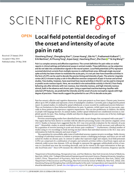 Local Field Potential Decoding of the Onset and Intensity of Acute Pain In