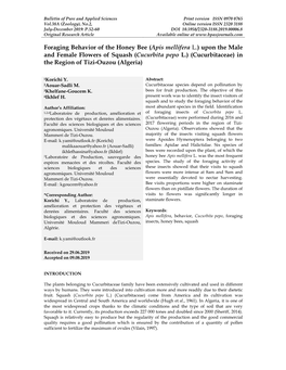 Foraging Behavior of the Honey Bee