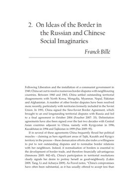 2. on Ideas of the Border in the Russian and Chinese Social Imaginaries Franck Billé