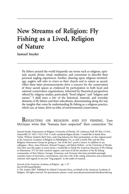 Fly Fishing As Nature Religion