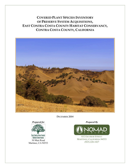 Covered Plant Species Inventory of Preserve System Acquisitions, East Contra Costa County Habitat Conservancy, Contra Costa County, California