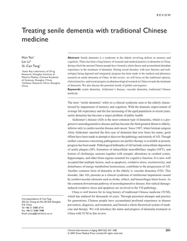 Treating Senile Dementia with Traditional Chinese Medicine