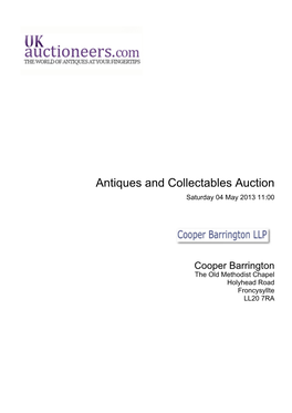 Antiques and Collectables Auction Saturday 04 May 2013 11:00