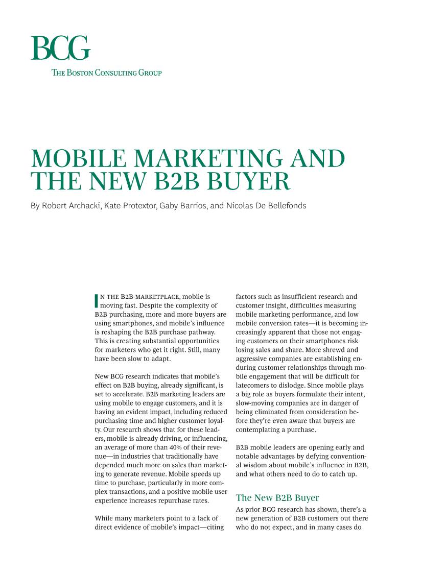 Mobile Marketing and the New B2B Buyer by Robert Archacki, Kate Protextor, Gaby Barrios, and Nicolas De Bellefonds