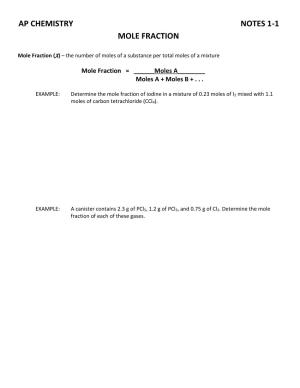 Ap Chemistry Notes 1-1 Mole Fraction