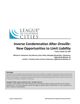 Inverse Condemnation After Oroville: New Opportunities to Limit Liability Friday, October 30, 2020