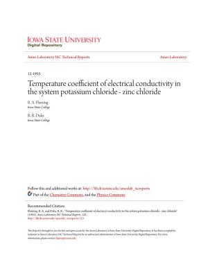 Temperature Coefficient of Electrical Conductivity in the System Potassium Chloride - Zinc Chloride R