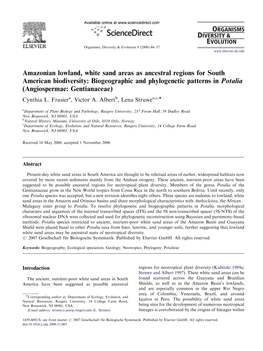 Biogeographic and Phylogenetic Patterns in Potalia (Angiospermae: Gentianaceae) Cynthia L