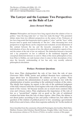 The Lawyer and the Layman: Two Perspectives on the Rule of Law