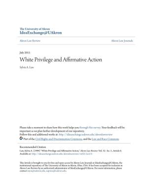 White Privilege and Affirmative Action Sylvia A