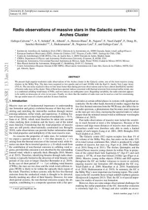 Radio Observations of Massive Stars in the Galactic Centre: the Arches Cluster Gallego-Calvente1,?, A