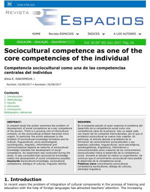 Sociocultural Competence As One of the Core Competencies of the Individual