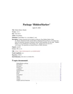 Package 'Hiddenmarkov'