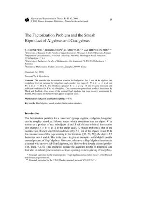 The Factorization Problem and the Smash Biproduct of Algebras and Coalgebras