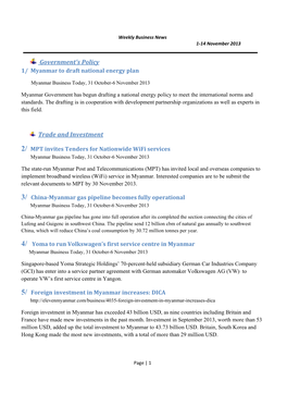 Government's Policy Trade and Investment