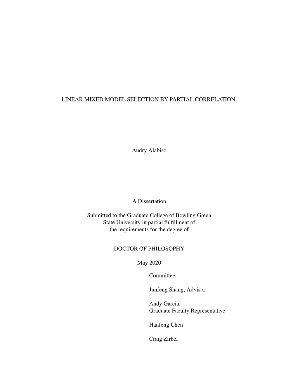 Linear Mixed Model Selection by Partial Correlation