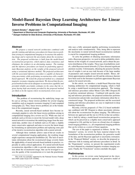 Model-Based Bayesian Deep Learning Architecture for Linear Inverse Problems in Computational Imaging