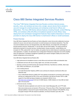 Cisco 880 Series Integrated Services Routers