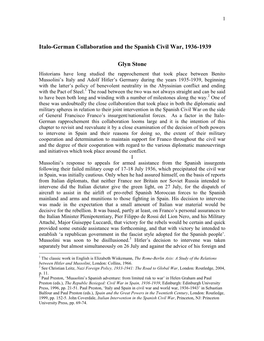 Italo-German Collaboration and the Spanish Civil War, 1936-1939