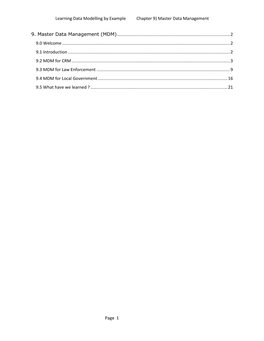 Learning Data Modelling by Example Chapter 9) Master Data Management