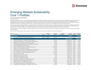 Emerging Markets Sustainability Core 1 Portfolio As of July 31, 2021 (Updated Monthly) Source: State Street Holdings Are Subject to Change
