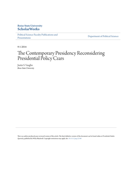 The Contemporary Presidency Reconsidering Presidential Policy