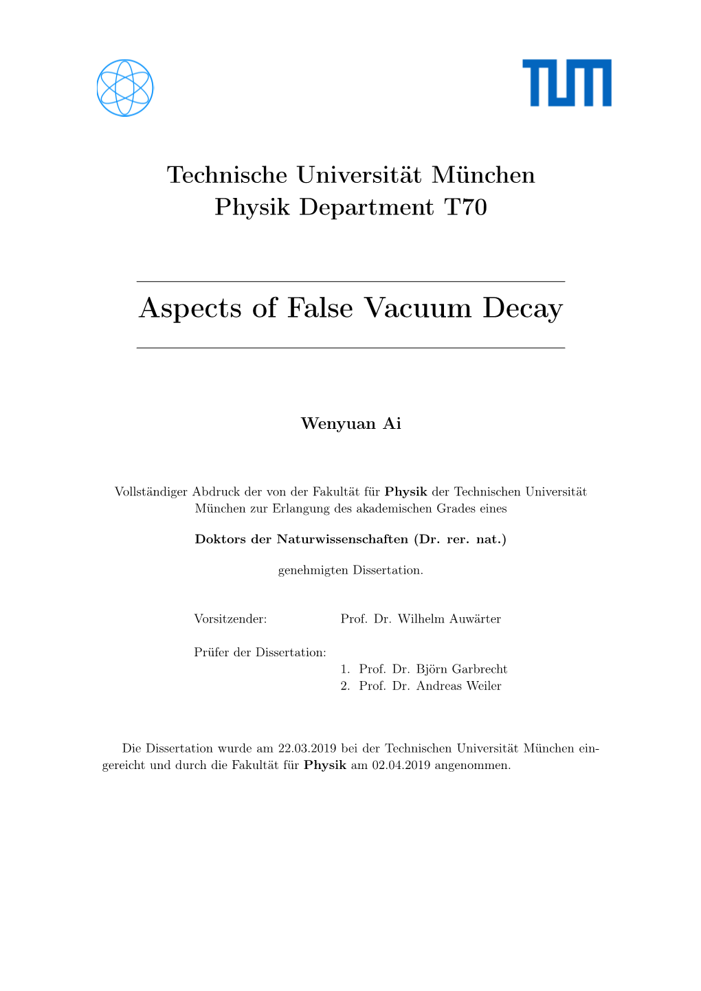 Aspects of False Vacuum Decay