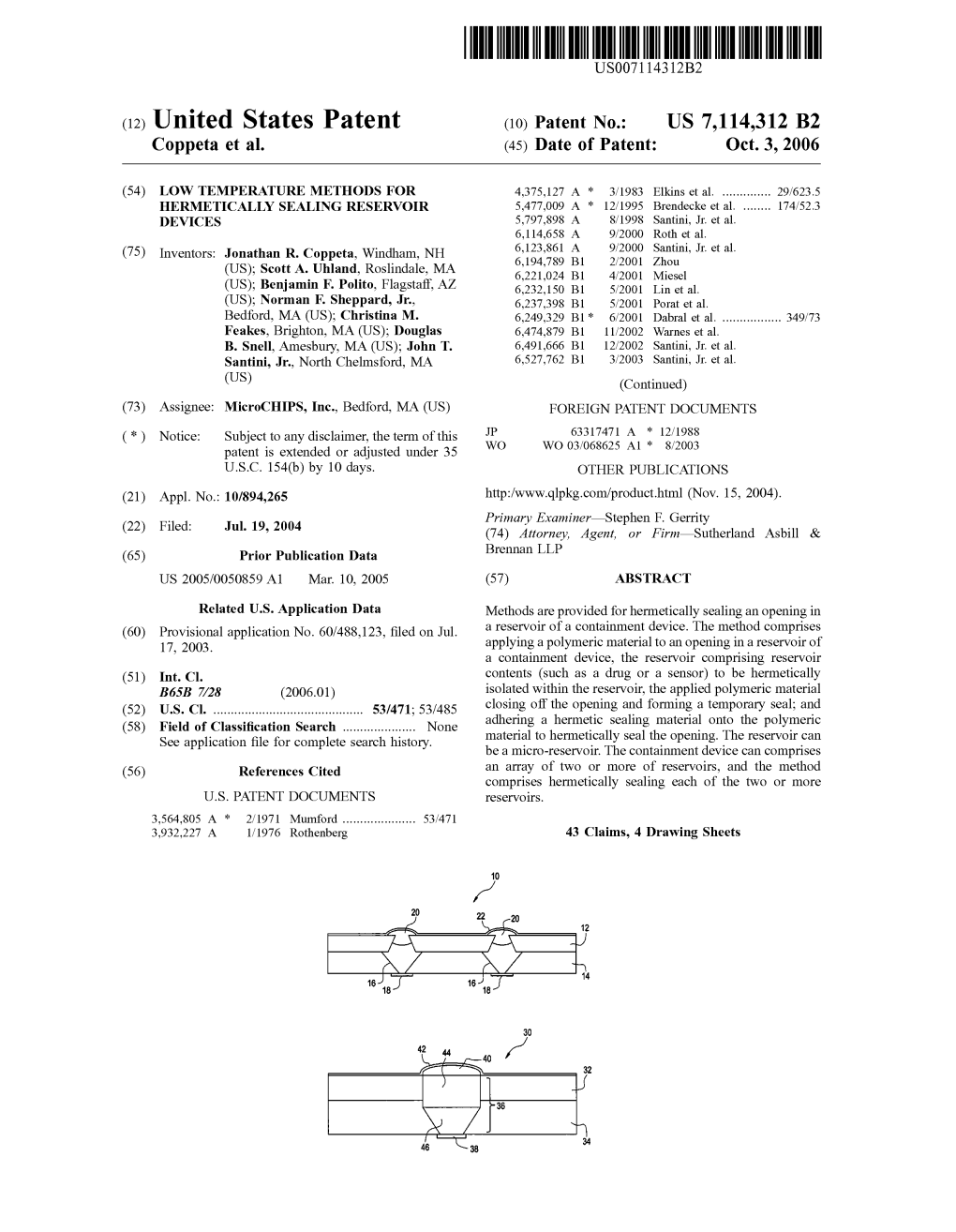 United States Patent (10) Patent N0.: US 7,114,312 B2 Coppeta Et A]