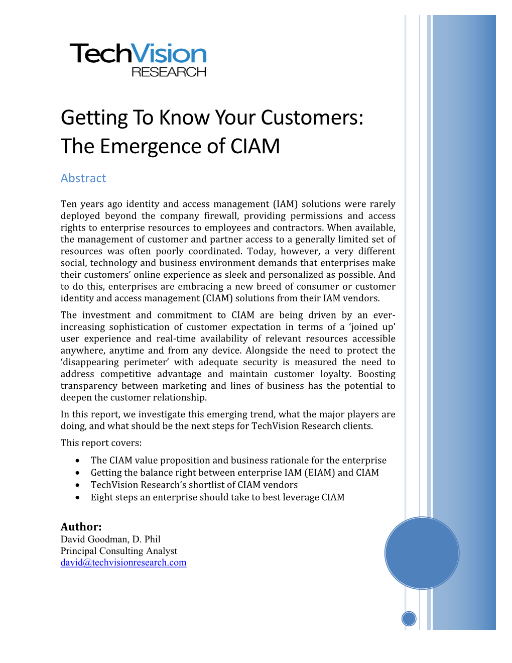 Getting to Know Your Customers: the Emergence of CIAM Abstract