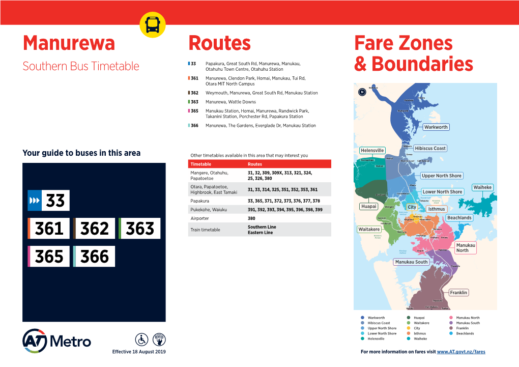 Routes Manurewa Fare Zones & Boundaries Routes