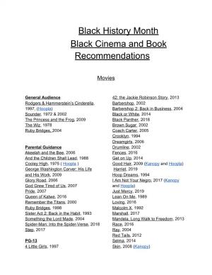 Black History Month Black Cinema and Book Recommendations