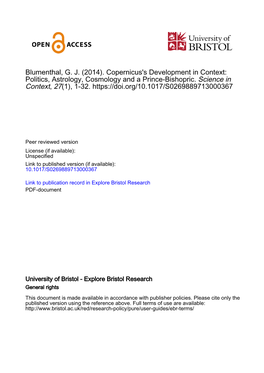 Copernicus S Development in