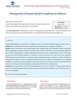 Management of Hepatic Burkitt Lymphoma in Children