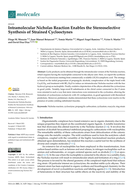 Intramolecular Nicholas Reaction Enables the Stereoselective Synthesis of Strained Cyclooctynes