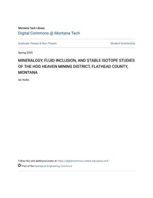 Mineralogy, Fluid Inclusion, and Stable Isotope Studies of the Hog Heaven Mining District, Flathead County, Montana