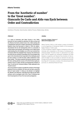 Giancarlo De Carlo and Aldo Van Eyck Between Order and Contradiction