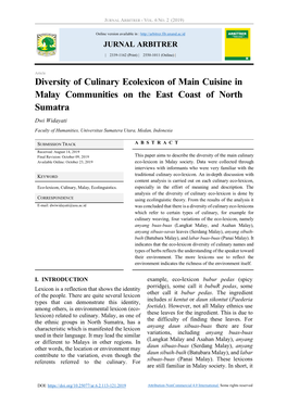 Diversity of Culinary Ecolexicon of Main Cuisine in Malay