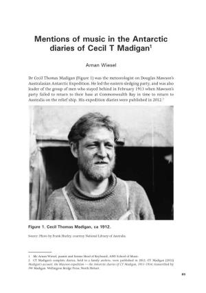 Mentions of Music in the Antarctic Diaries of Cecil T Madigan1
