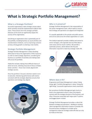 What Is Strategic Portfolio Management?