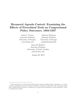 Bicameral Agenda Control: Examining the Effects of Procedural Tools On