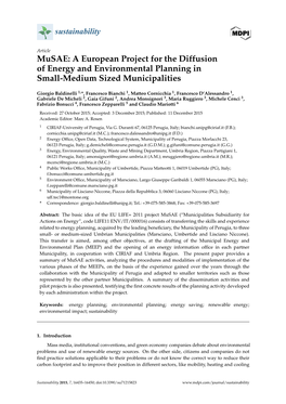 Musae: a European Project for the Diffusion of Energy and Environmental Planning in Small-Medium Sized Municipalities